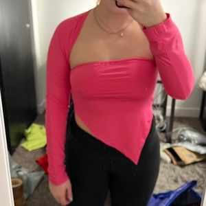 Pink asymmetrical top